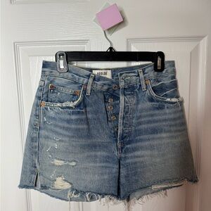 Agolde Blue Distressed Jean Shorts